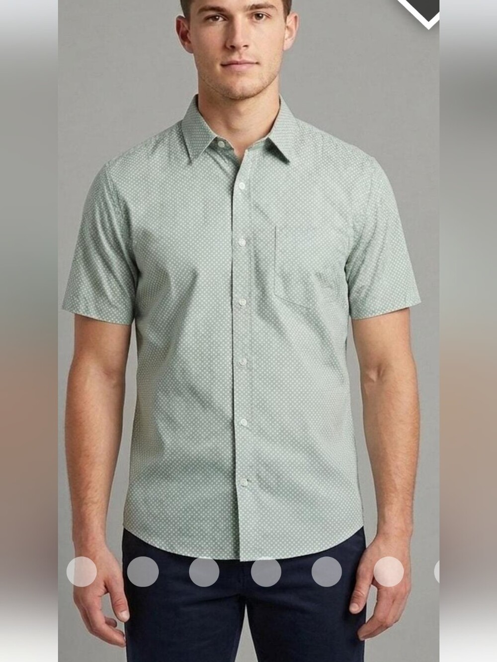 Faherty Reserve The Movement Shirt Sage Meridian Micro Diamond Short Sleeve M